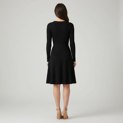 Elegant Ribbed Knit Winter Dress