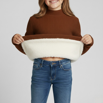 Thermal Ribbed Mock Neck Fleece Lined Top