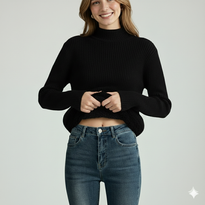 Women’s Ribbed Mock Neck Knit Sweater